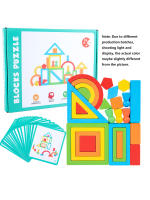 Juguetes Educativos De Madera Arcoíris Bloques De Pila DIY Juego De Rompecabezas De Formas Y Colores Para Niños Desarrollo Cognitivo - details 7