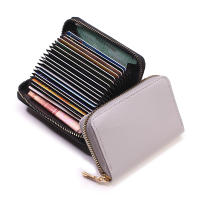 Cartera De Tarjetas De Negocio Para Hombres Y Mujeres En Gris PU Cuero Protegido Monedero Con Cierre De Cremallera 20 Espacios Para Tarjetas - details 24