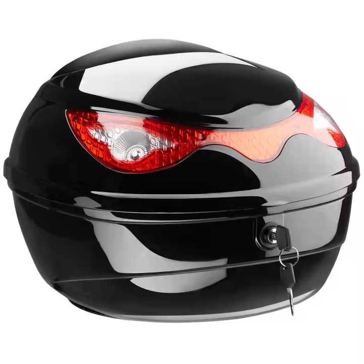 Tectake - Baúl para motos con reflector extragrande, capacidad aprox. de la maleta 22 litros  Para moto, motocicleta o ATV/quad  Medidas interior (largo x ancho x alto): 33 cm x 36 cm x 27 cm  Reflector extra grande para seguridad máxima - 1