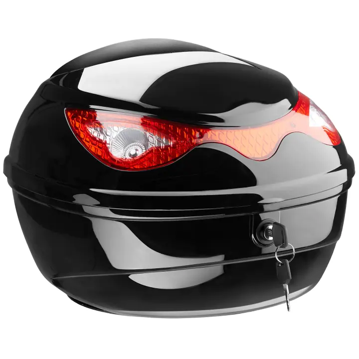 Tectake - Baúl para motos con reflector extragrande, capacidad aprox. de la maleta 22 litros  Para moto, motocicleta o ATV/quad  Medidas interior (largo x ancho x alto): 33 cm x 36 cm x 27 cm  Reflector extra grande para seguridad máxima - 1
