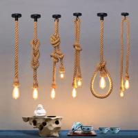 Lámpara Colgante Creativa De Cobre Con Bombilla Edison Vintage Decoración Para Hogar Hecha Con Alambre De Jute - details 0