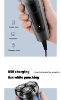 Afeitadora Eléctrica Para Hombres USB Recargable Máquina De Afeitar Barba Potente Impermeable Cuchilla Eléctrica Rotatoria - details 5