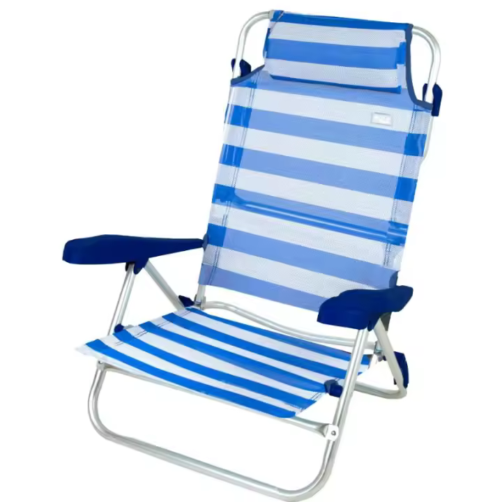 AKTIVE Silla playa plegables, 7 posiciones gran surtidos de modelos 47x49x82 cm Incluye cojín acolchado, Asas de transporte, Soporta 110 kg, Sillas respaldo reclinable, Multiposición oficial CALIDAD DE CONFIANZA TOP VENTAS AZUL CLARO,NARANJA.AZUL MARINO - 1