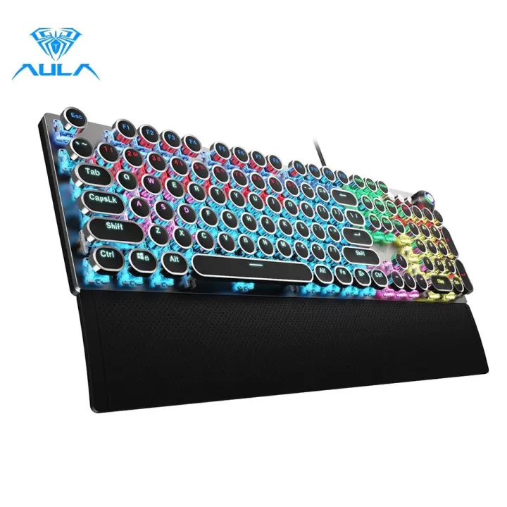 Teclado Mecánico AULA F2088 Retro Punk Con Teclas Redondas Para Gaming Compatible Con PC Laptop Tablet 104 Teclas Cableado RGB Retroiluminación - 1
