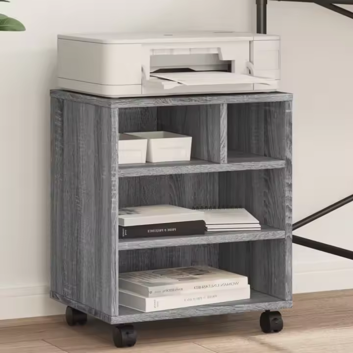 vidaXL Soporte para impresora con ruedas gris Sonoma 41x32x48 cm - 1