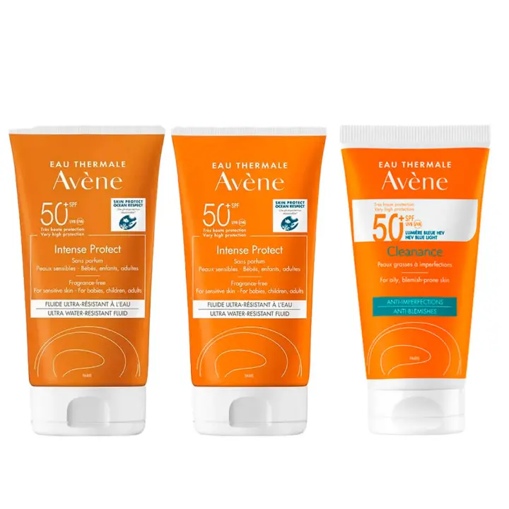 Rutina Avene Solar Spf50+ Intense Protect Fluido Sin Perfume 150 ml + Avene Solar Spf50+ Cleanance 50 ml - 1