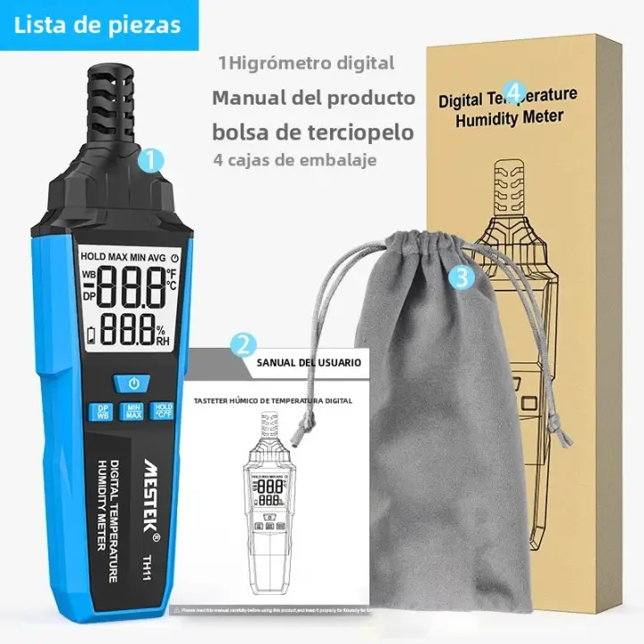 Medidor De Temperatura Y Humedad Digital LCD -20-60°C Termómetro Punto De Neblina/Hygrometer Manuales Para Uso Doméstico - 1