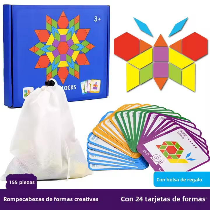 Juego De Rompecabezas De Madera Para Niños 155 Piezas Set De Puzle Montessori Educativo Colorido Juguetes DIY Regalo Para Niños - 1
