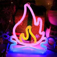 Lámpara De Decoración LED Neón Flame Fire Logo Para Pared Habitación Barra Tienda Fiesta Navidad Invierno Sin Batería Incluida - details 4