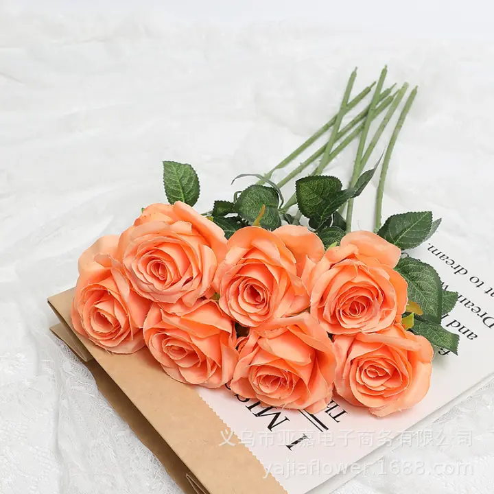 5/10Pcs Bouquet De Flores Artificiales Rosa Para Decoración De Hogar Y Habitaciones Decoración De Boda Regalo De Día De San Valentín Adorno De Vaso Falso - 1