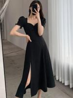 Vestido Elegante De Mujer Con Apliques Y Abertura En V Escote V-Pecho Manga Corta Cintura Alta Ajustado Vestidos De Noche Para Fiesta - details 2