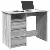 vidaXL Escritorio de madera de ingeniería 102x50x75 cm en color Marrón roble/Roble ahumado/Gris hormigón y más | estructura resistente ideal para salón dormitorio o estudio - details 3