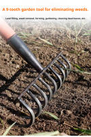 Rake Multifuncional De Acero Mángano Resistente Y Duradero Para Jardín Herramienta Agrícola Con Mango De Madera Outil De Jardinage - details 2