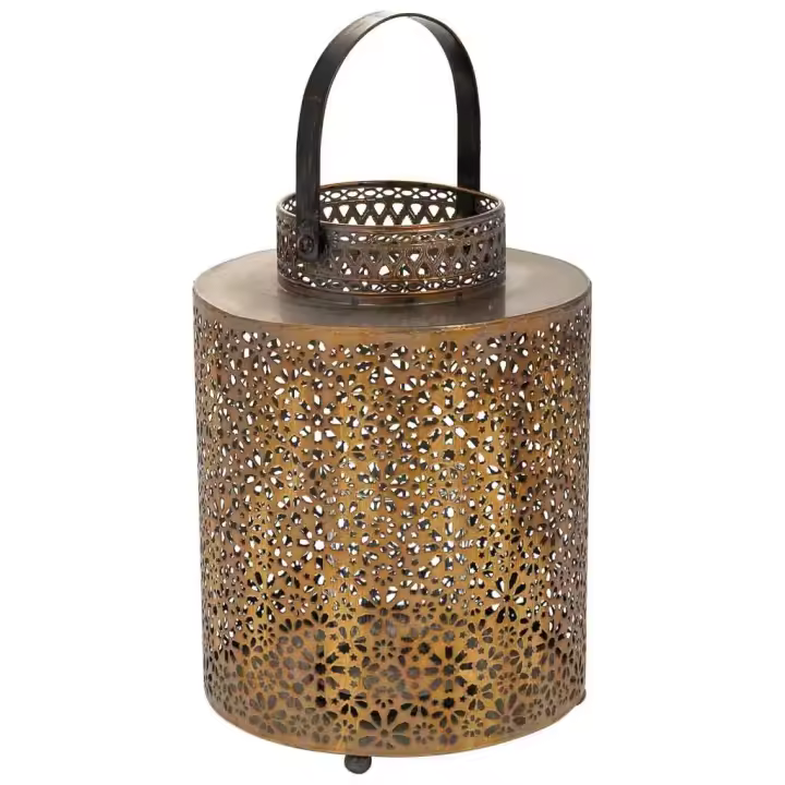 WANDERLUST DECO Portavelas de Metal Dorado 20.5x20.5x28h Cm - Pieza Decorativa Encantadora - 1