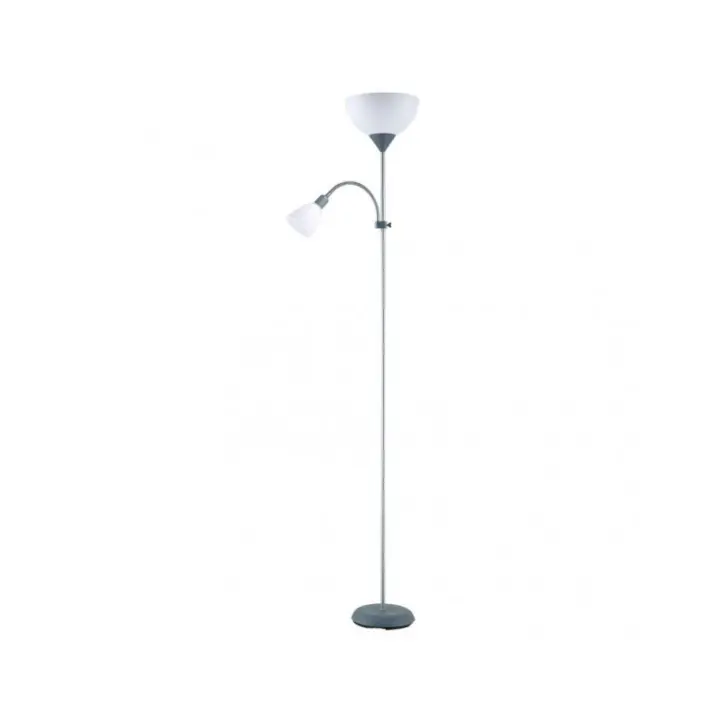 Pie De Salon Rigel 1xe27+1xe14 C/lector Plata 180x34x25,5 Cm - 1