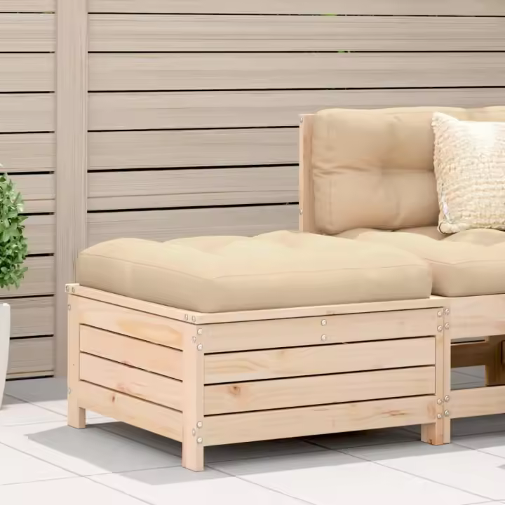 vidaXL Taburete de jardín madera maciza de pino blanco 62x63,5x32 cm en color Madera de pino blanca/Madera douglas sin tratar/Madera de pino sin tratar y más | cómodas modernas ergonómicas para comedor cocina salón hogar - 1
