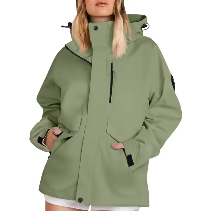 Chaqueta De Senderismo Ligera Para Mujer Color Sólido Manga Larga Suéter Con Capucha Impermeable Y Resistente Al Viento Ropa De Exterior - 1