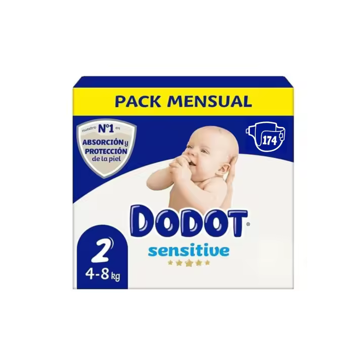 Dodot Sensitive Pañales, Talla 2 (4-8 kg), 174 Unidades, Barrera Stop Fugas, Ultra Suave - 1