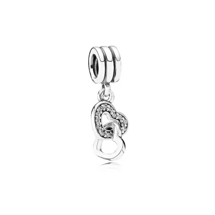 PA791242CZ - Charm Pandora de plata de ley con circonitas. Forma: 2 corazones. Largo total: 2 PA791242CZ PANDORA Raíz Joyas Pandora MUJER inicio Charm Pandora Mujer Pandora Original - 1