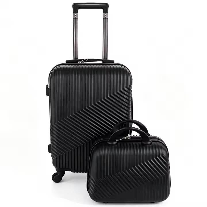 Maleta de avión de mano, equipaje de viaje, carrito de cabina ABS rígido, 4 ruedas con bolsa de aseo rígida a juego 55*35*20CM - 1