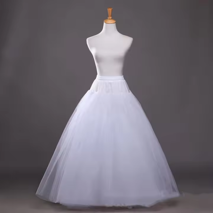 Petticoat De Tulle Blanco Para Vestido De Boda A-Line 4 Capas Sin Aros Accesorios De Boda Largos Underskirt Para Mujer - 1