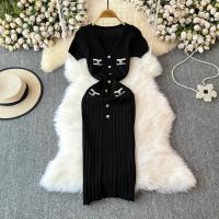 Vestido Largo Elegante Tejido Para Mujer Verano V Cuello Suelto Botones Bodycon Midi Fiestas Oficina Vestidos De Mujer - details 21