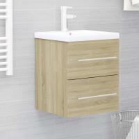 vidaXL Armario para lavabo madera contrachapada gris 41x38,5x48 cm en color Gris hormigón/Roble Sonoma | almacenamiento funcional diseño moderno para baño dormitorio sala - details 1