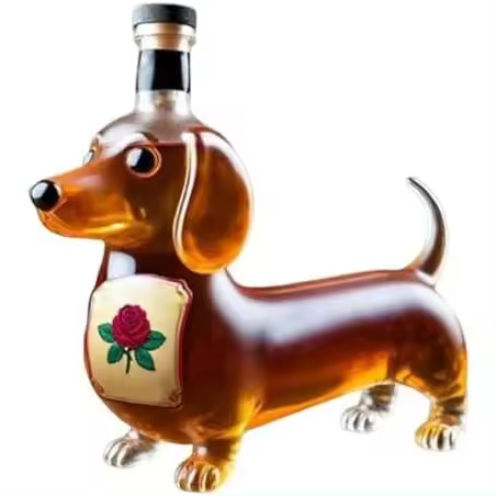 Botella de whisky con forma de perro salchicha, decantador de whisky vacío, divertida decoración para el hogar y la cocina, vaso de whisky con forma de perro salchicha esculpido en 3D, botellas de vino decorativas para amantes de los perros, regalo d - 1