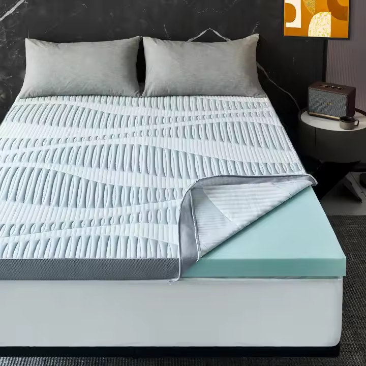 Cubecojín Queen-Cubecojín de espuma viscoelástico de gel de 3 pulgadas, cubrehombro de espuma viscoelástico Gruesa con Funda extraible Kint, Bolso profundo de 18 ", Diseño antideslizante - 1