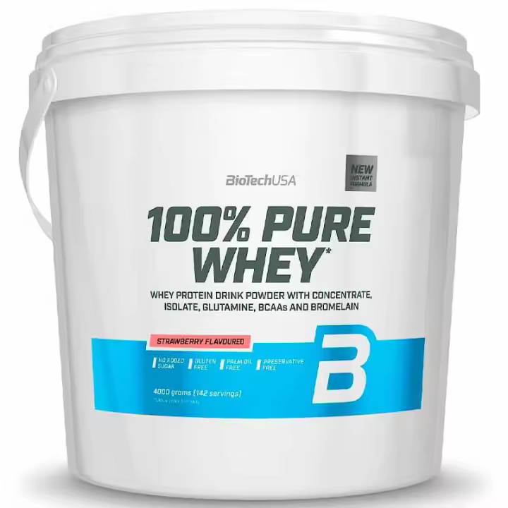 Biotech Usa 4kg 100% Pure Whey  - Proteína en Polvo con BCAA y Glutamina - Sin Gluten, Sin Aceite de Palma - 1