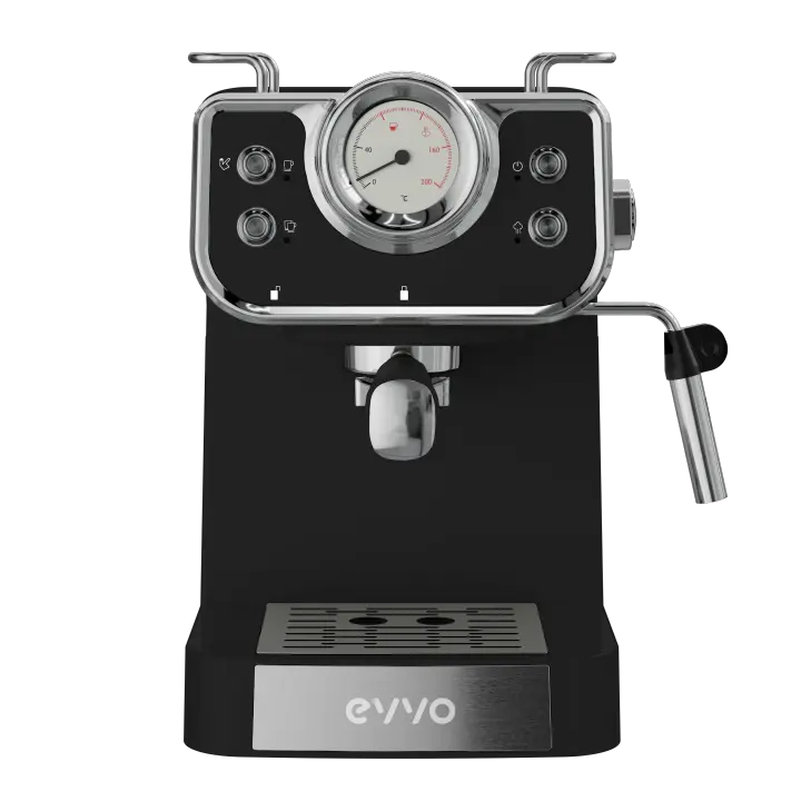 EVVO Cafetera Express Intensa Retro, 15 bares, cuerpo de acero, Espressos y Capuccinos, 950W, Doble salida, Portafiltros, Depósito de 1,5 l, calentamiento rápido - 1