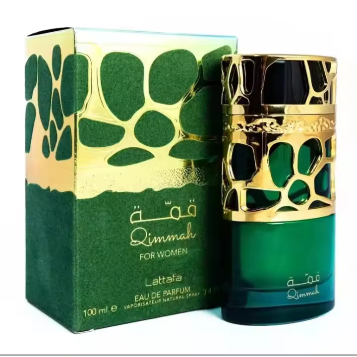 Perfumes árabes Lattafa Qimmah verde,Lattafa de mujer 100ml ,Fragancias para mujer,Perfumes Lattafa,Perfumes árabes, - 1