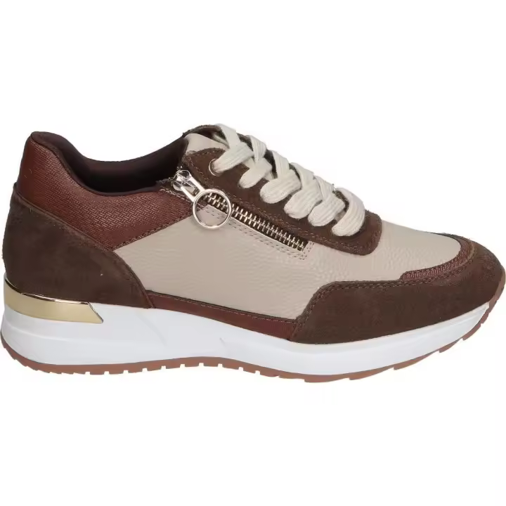 CHK10 | Zapatos Casual CHK10 Serena 23 para Mujer – Zapatos Planos en Color Marrón con Detalles en Colores – Zapatos con Cordones y Cremallera – Estilo Casual – Cómodos - 1