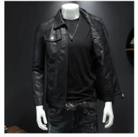 Chaqueta De Cuero Para Hombre Con Cuello En V Estilosa Y Acolchada Impermeable Para Motocicleta Y Trabajo Estilo De Invierno Gruesa Y Justa - details 6