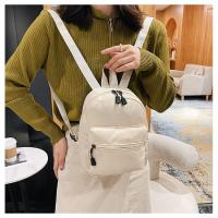 Mochila Mini Para Mujer De Nylon Blanco Estilo Casual Con Bolsillo Exterior Cierre De Cremallera Adecuada Para Escuela Y Viajes - details 12