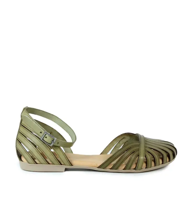 SANDALIA PLANA PIEL KAKI PORRONET 3102 PALMA - 1