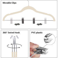 Aicasa - Percha Terciopelo beige con Pinzas，con Clips Ajustables Antideslizantes y Resistentes，Perchas para Ropa，Chaquetas, Abrigos, Vestidos, Pantalones o Blusas - details 1