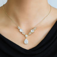 Collar De Boda Clásico Geométrico Con Zirconia Agua Caída Para Mujer Joyería De Novia Brillante Y Elegante Regalo - details 3