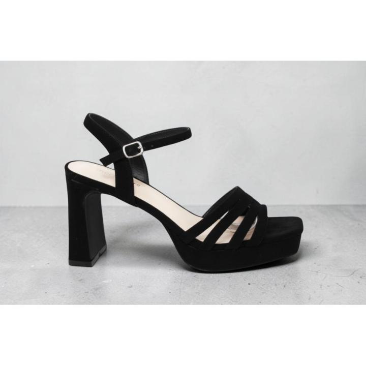 Sandalias de Plataforma con Tacón de Bloque y Tiras Múltiples - Disponibles en Negro y Azul Denim ref: 3336
