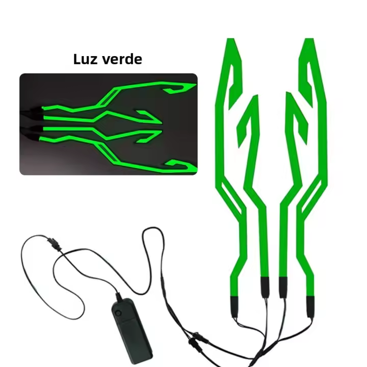 Casco De Motocicleta Con Luz LED Impermeable Y Cold Light 4-en-1 Con Etiqueta EL Accesorios Para Ciclismo Nocturno Para Hombres Material Polyester - 1