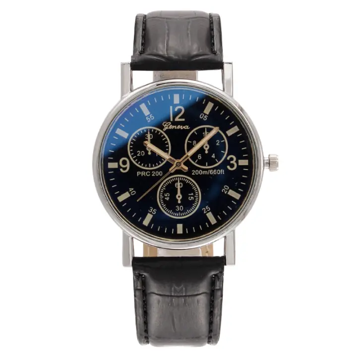 Reloj para hombre con tres subdiales, espejo azul, correa de cuero, movimiento de cuarzo, un reloj multifuncional y elegante para el hombre - 1