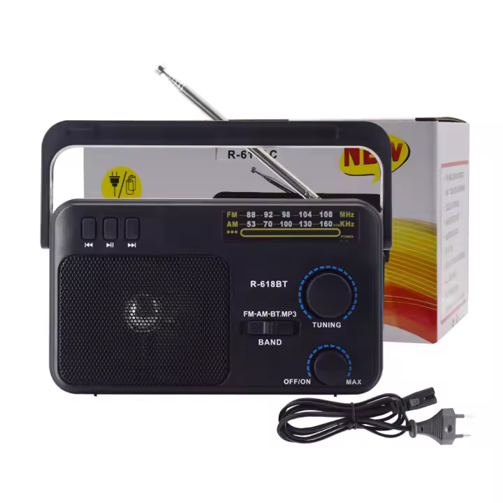 Radio AM FM Con Transistor Onda Corta Potenciada Por 3V Dos Baterías O Hogar Gran Tapa Para Uso Interior Y Exterior - 1