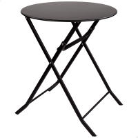 Aktive - Mesa redonda plegable, color negro, Ø60x70 cm, para terraza o jardín, tablero abatible, para 2 personas, soporta 75 kg, uso interior y exterior, mesa auxiliar, estructura de metal resistente, mesa jardín redonda, mesa auxiliar terraza - details 0