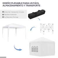 Outsunny Carpa Plegable con 4 Paredes Desmontables 3x3 m Cenador de Jardín Gazebo Impermeable Protección UV y Bolsa de Transporte Pabellón para Recepción Eventos Camping Cerveza - details 5