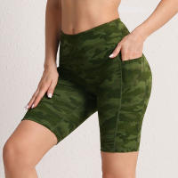 Shorts De Yoga Para Mujer CHRLEISURE Con 3 Bolsillos Tallas Trueñas Elasticidad Pantalones De Gym Y Ciclismo Color Sólido - details 14