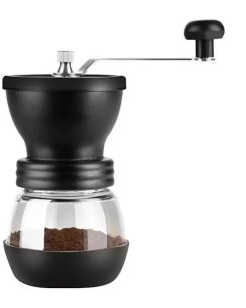 Molinillo de café manual - Cafetera manual - Cafetera manual - Vitrina de cristal - Color negro - 1