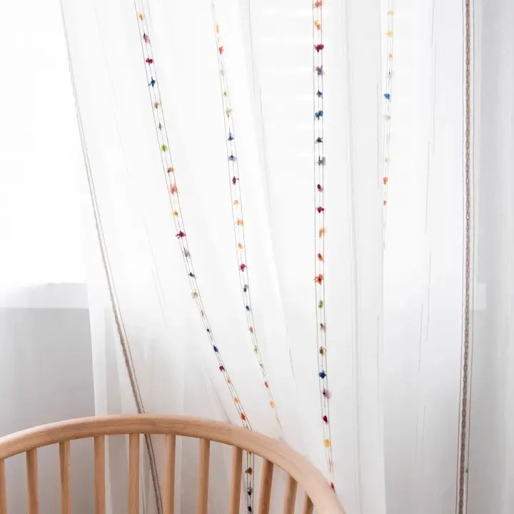 Banda Cortina Vertical Estripada Colorida Tela Voile Sencilla Para Dormitorio Oficina Cocina Café Estudio Decoración Del Hogar - 1