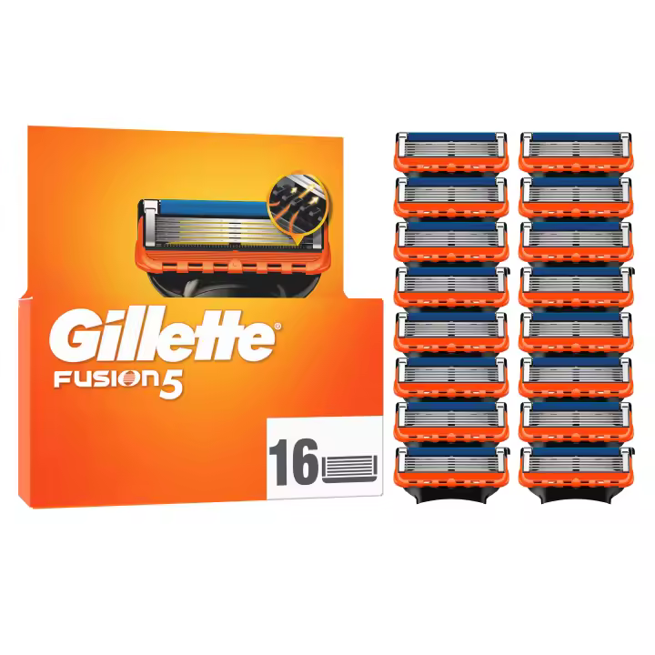 Gillette Fusion5 Pack de 16 Recambios Para Maquinillas De Afeitar, Cuchillas De Afeitar Con 5 Hojas, Banda De Gel Lubricante y Recortadora De Precisión - 1