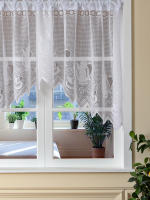 Cortina Francesa Blanca De Encaje Decorativa Curva Sin Perforar Para Dormitorio Cocina Sala De Estar Cortinas Pequeñas - details 4