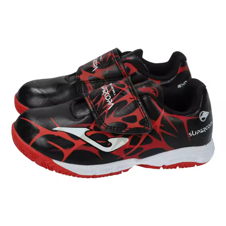 Zapatillas marca JOMA para niño en color negro. Zapatillas fútbol sala niño Joma Supercopa JR, cierre con velcro, suela antideslizante para indoor - 1